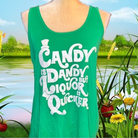 Green fun sayings racer back top! - Picture 1 of 6